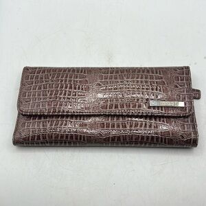 Kenneth Cole Reaction Trifold Wallet ID Card Holder Brown Red Textured